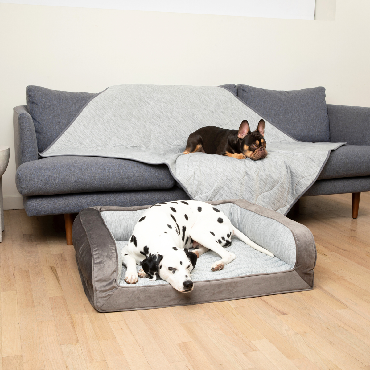 PupChill Cooling Bolster Dog Bed Waterproof Blanket Bundle Arctic Grey 