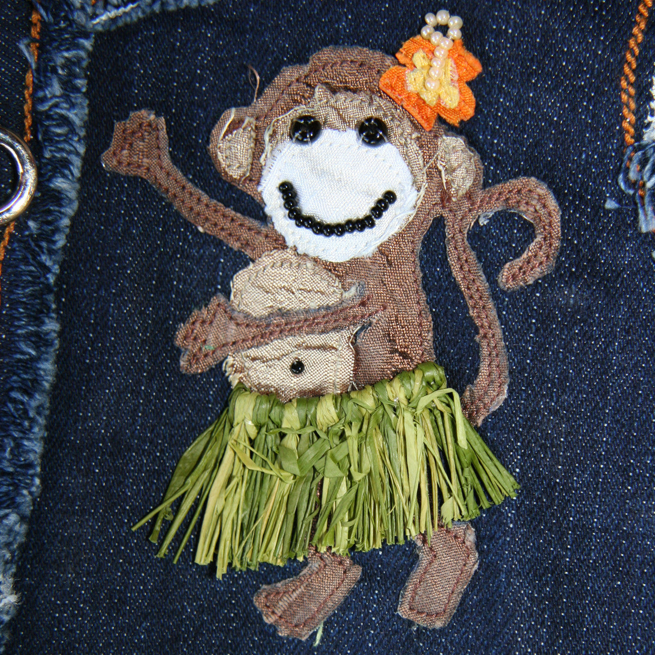 The Lahaina Collection Hula Monkey Denim Harness Vest