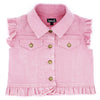 Custom Kid Pink Denim Jacket with Ruffles & Patches