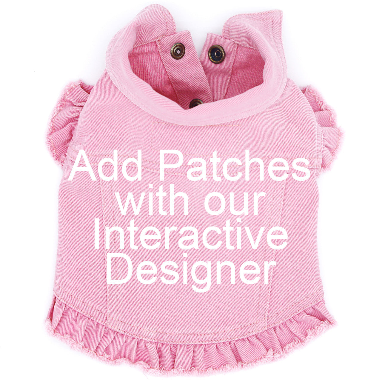 Pink Denim Jacket with Ruffles & Patches