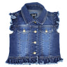 Custom Kid Blue Denim Jacket with Ruffles & Patches