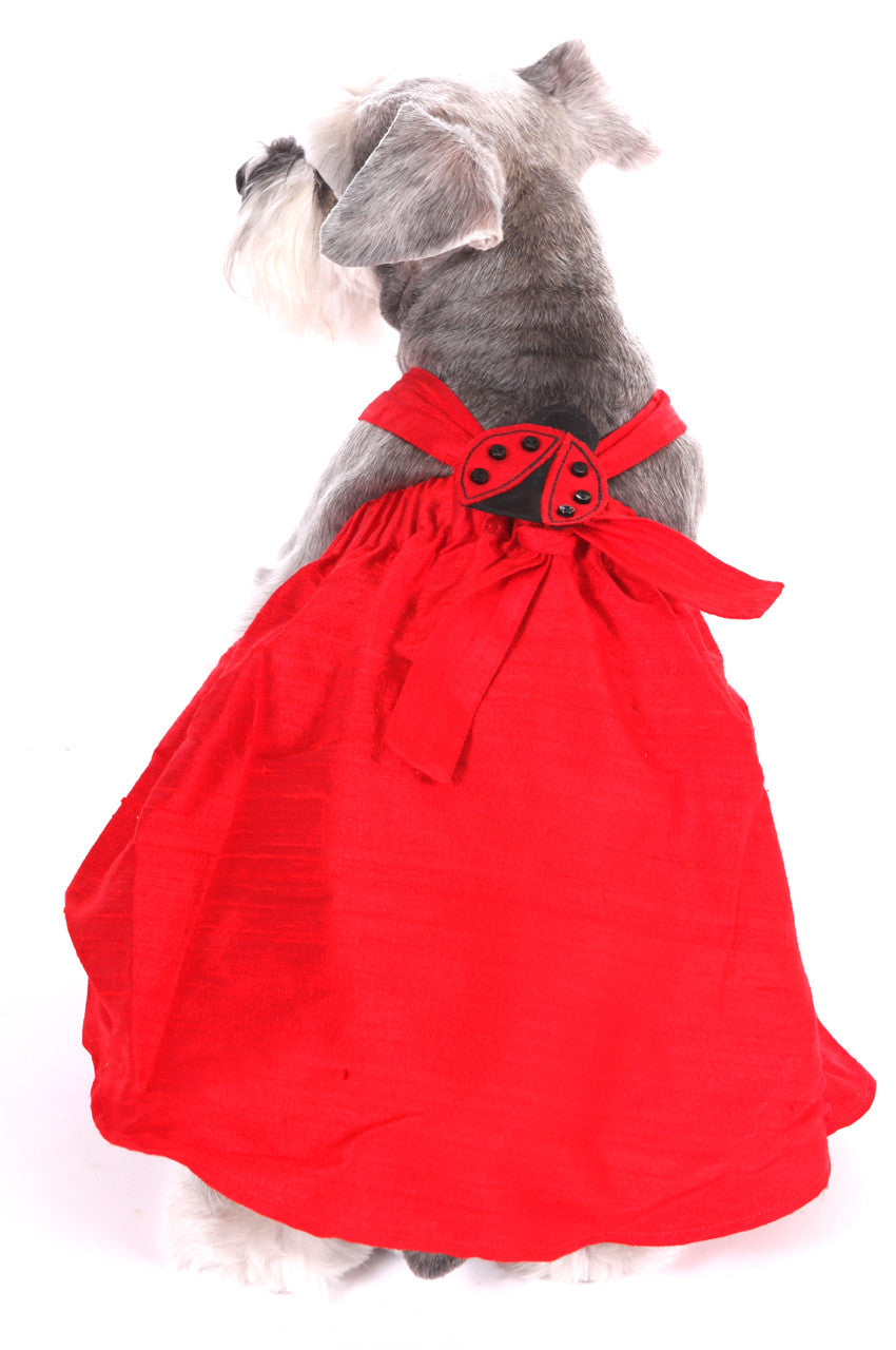 The Holly Custom Red Silk Dog Dress