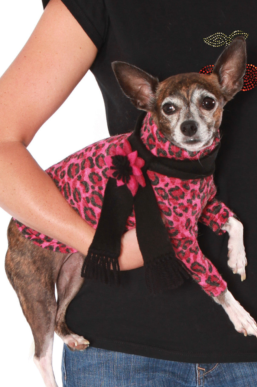 The Ava Pink Leopard Dog Sweater Dress