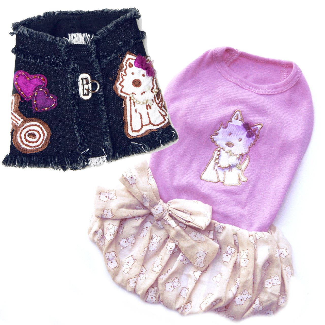 The Hugs & Kisses Puppy Denim Harness Vest