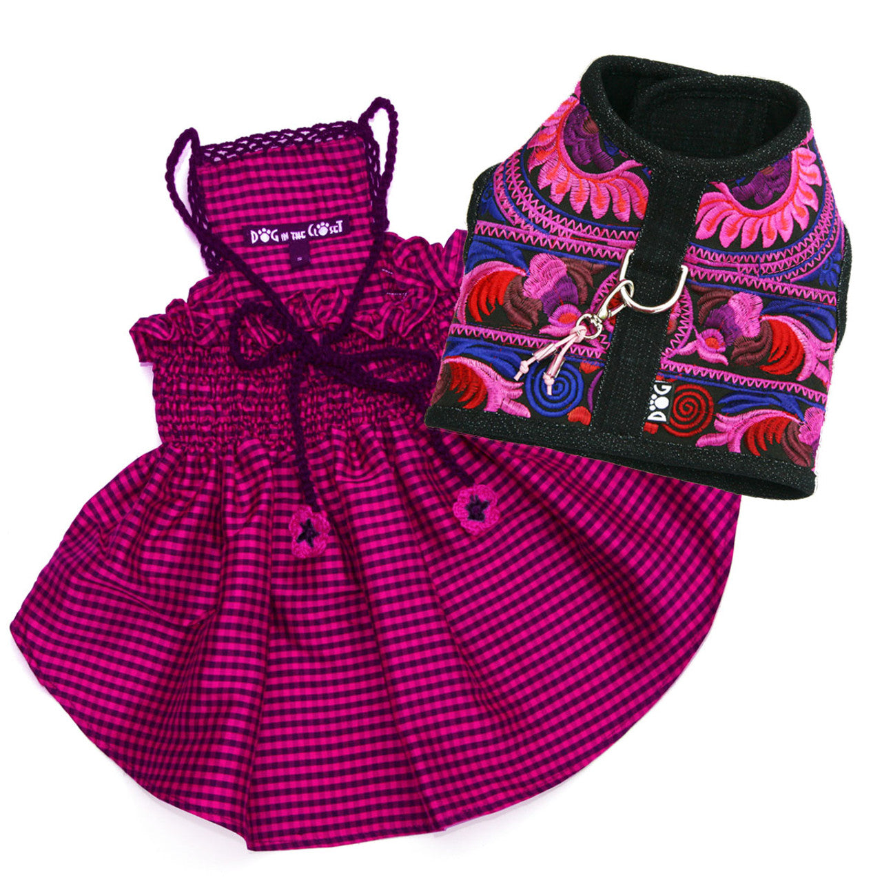 The Lanna Collection - Fuchsia Checked Silk Dress