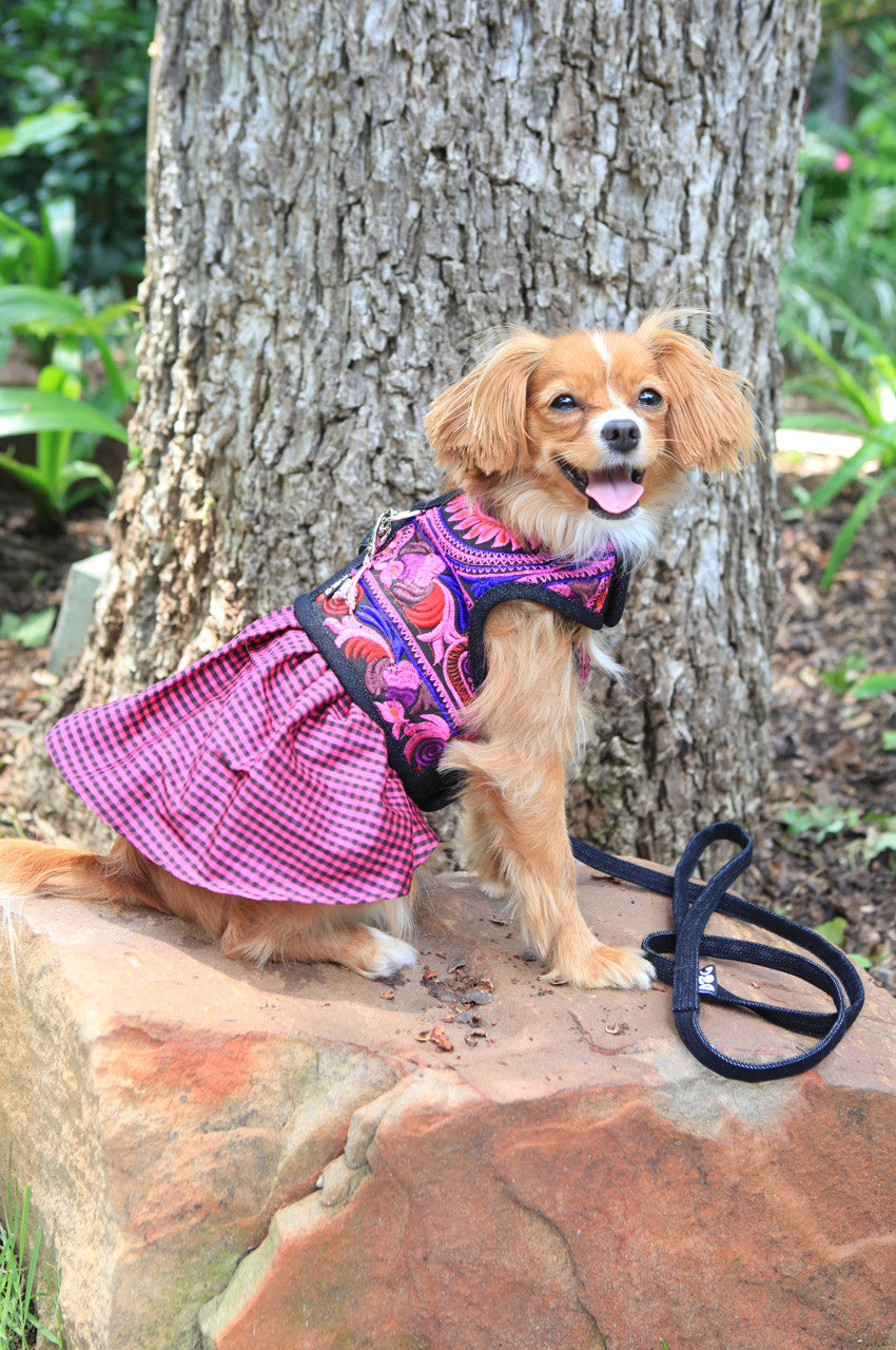 The Lanna Collection - Fuchsia Checked Silk Dress