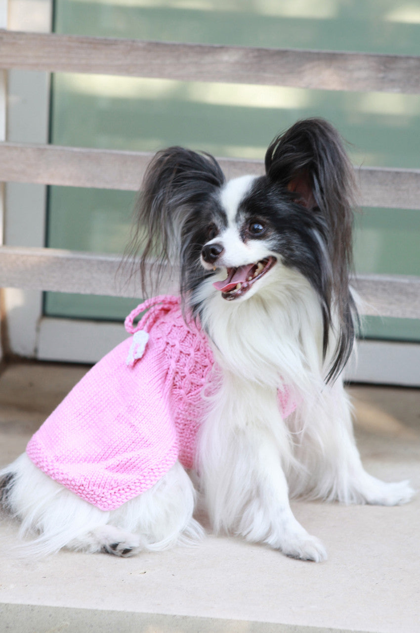 The Daisy - Pink Hand Knit Dog Sweater Dress