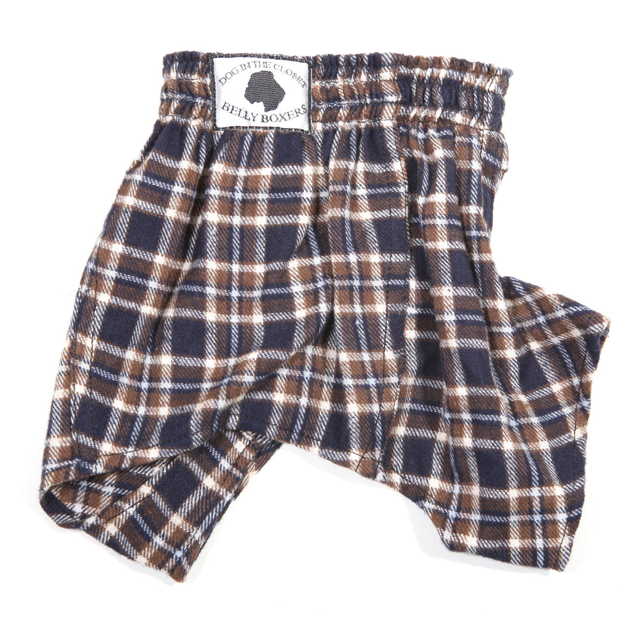 Belly Boxers for Dogs - Blue/Brown Flannel