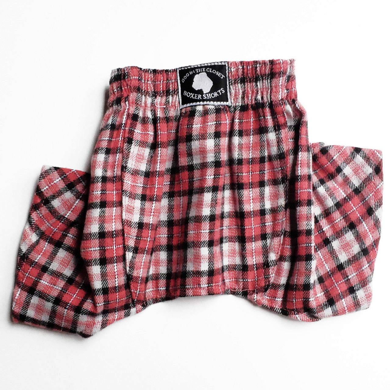 Gray, Red, & Black Plaid Flannel Boxer Shorts for Dogs