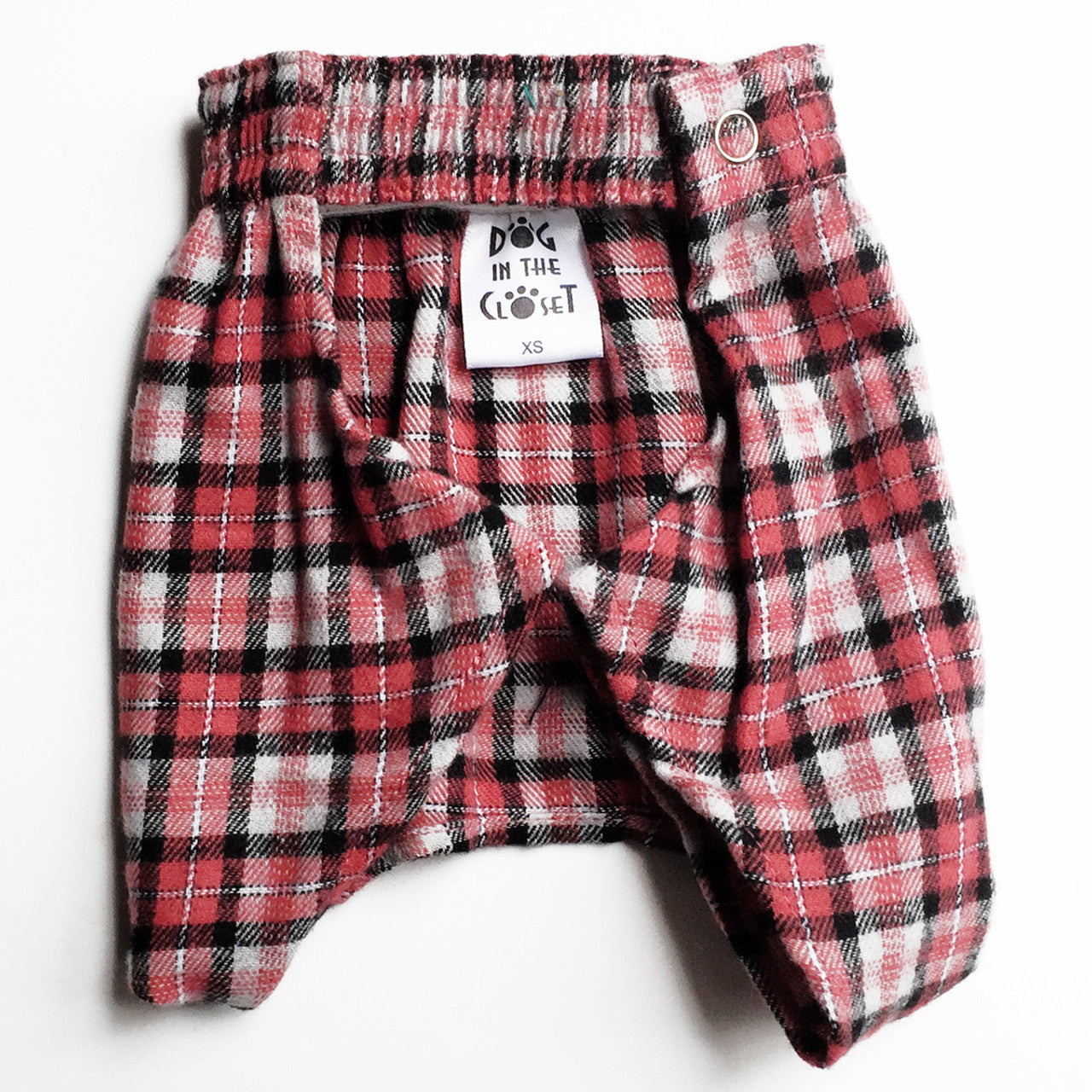 Gray, Red, & Black Plaid Flannel Boxer Shorts for Dogs