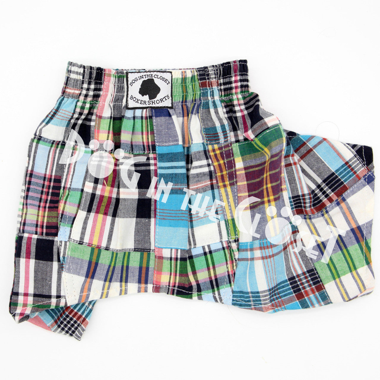 Madras Plaid Patchwork Boxer Shorts for Dogs