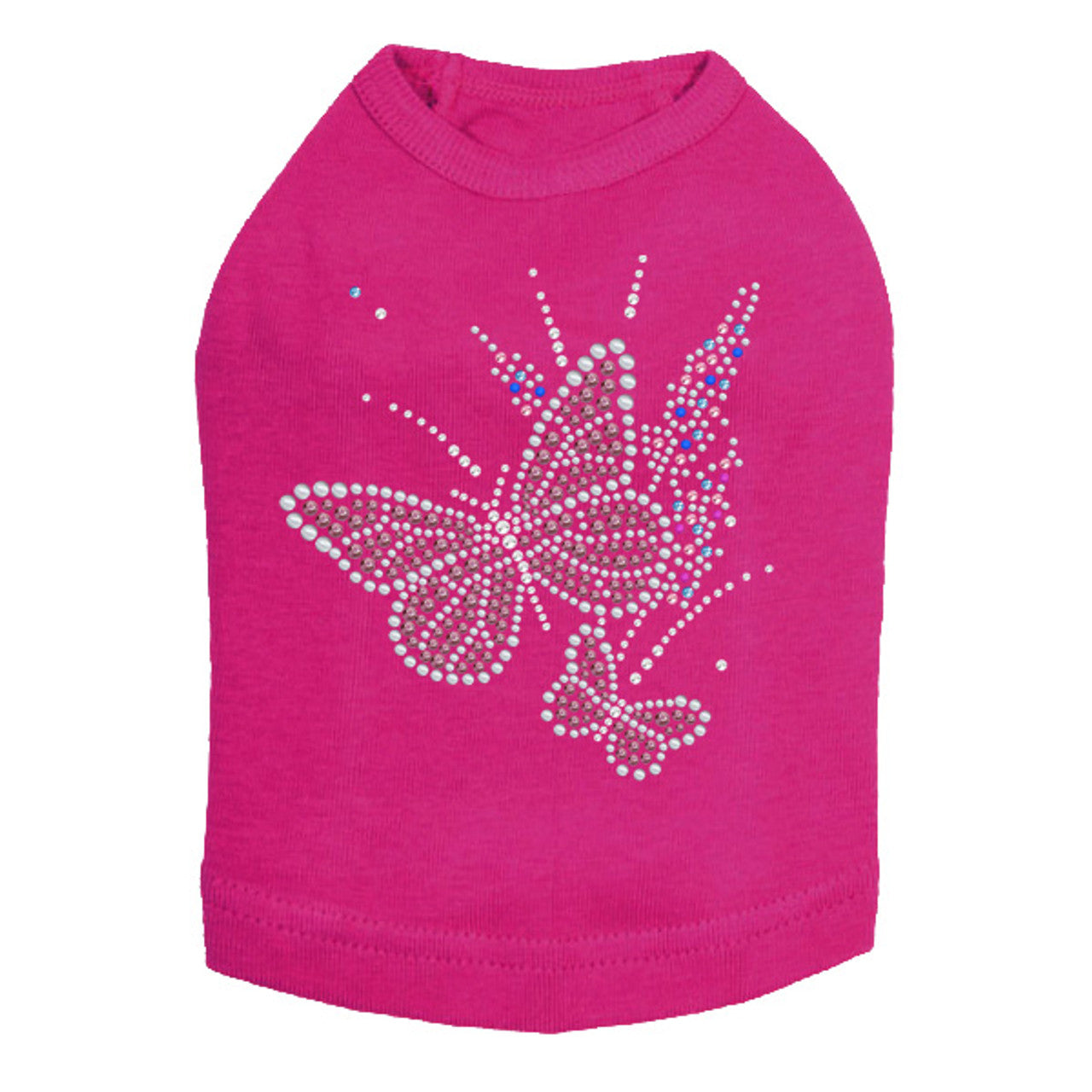 Pink Butterfly with Flowers - Dog Tank
