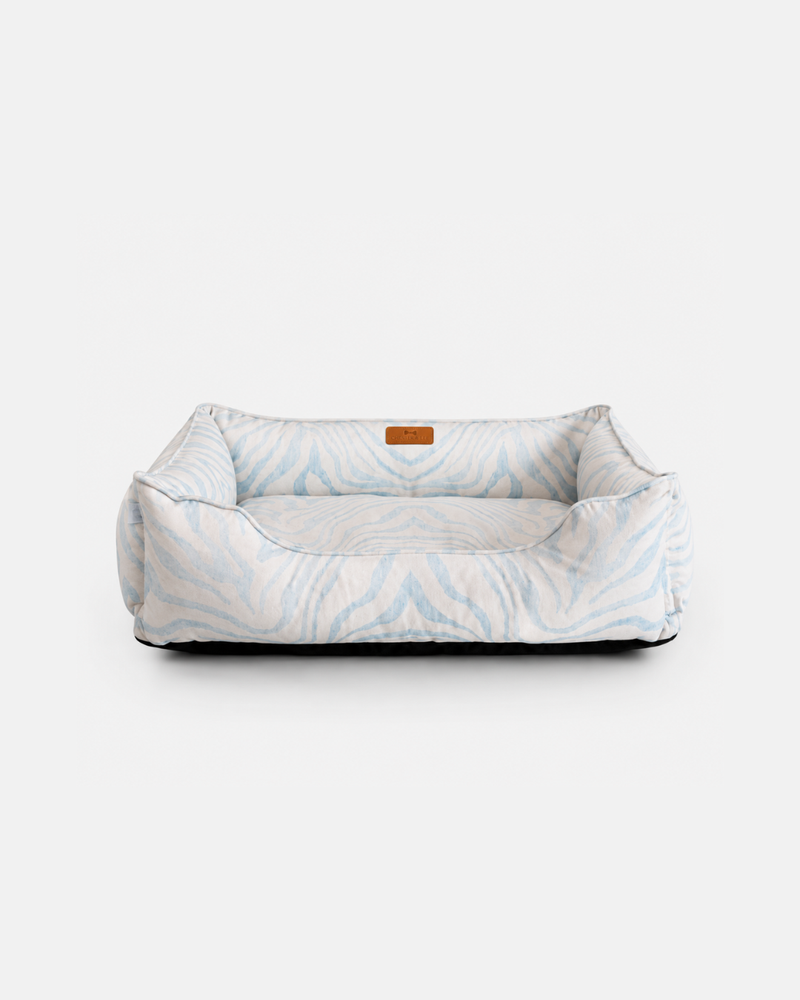 Chester & Lee Velvet Sleeper Dog Bed Light Blue Zebra
