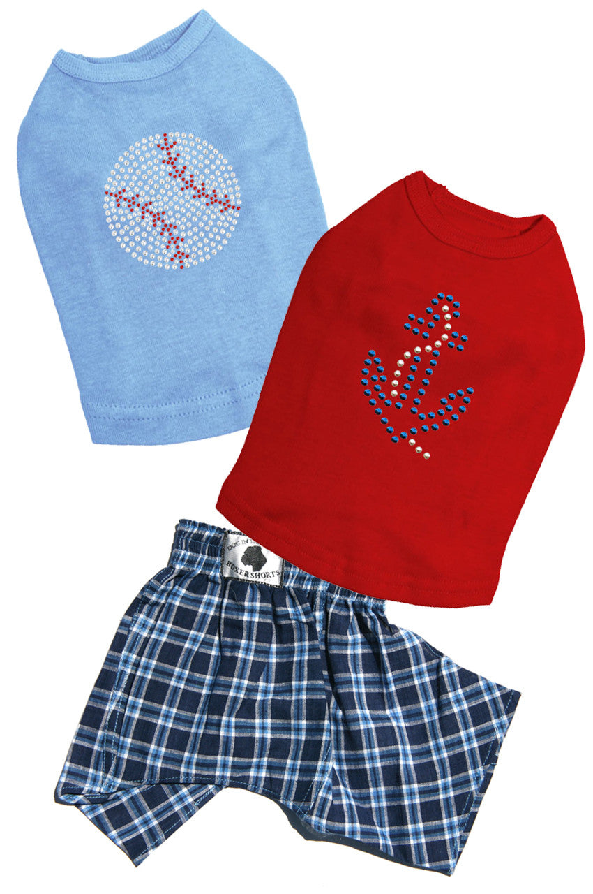 Belly Boxers for Dogs - Blue Cotton