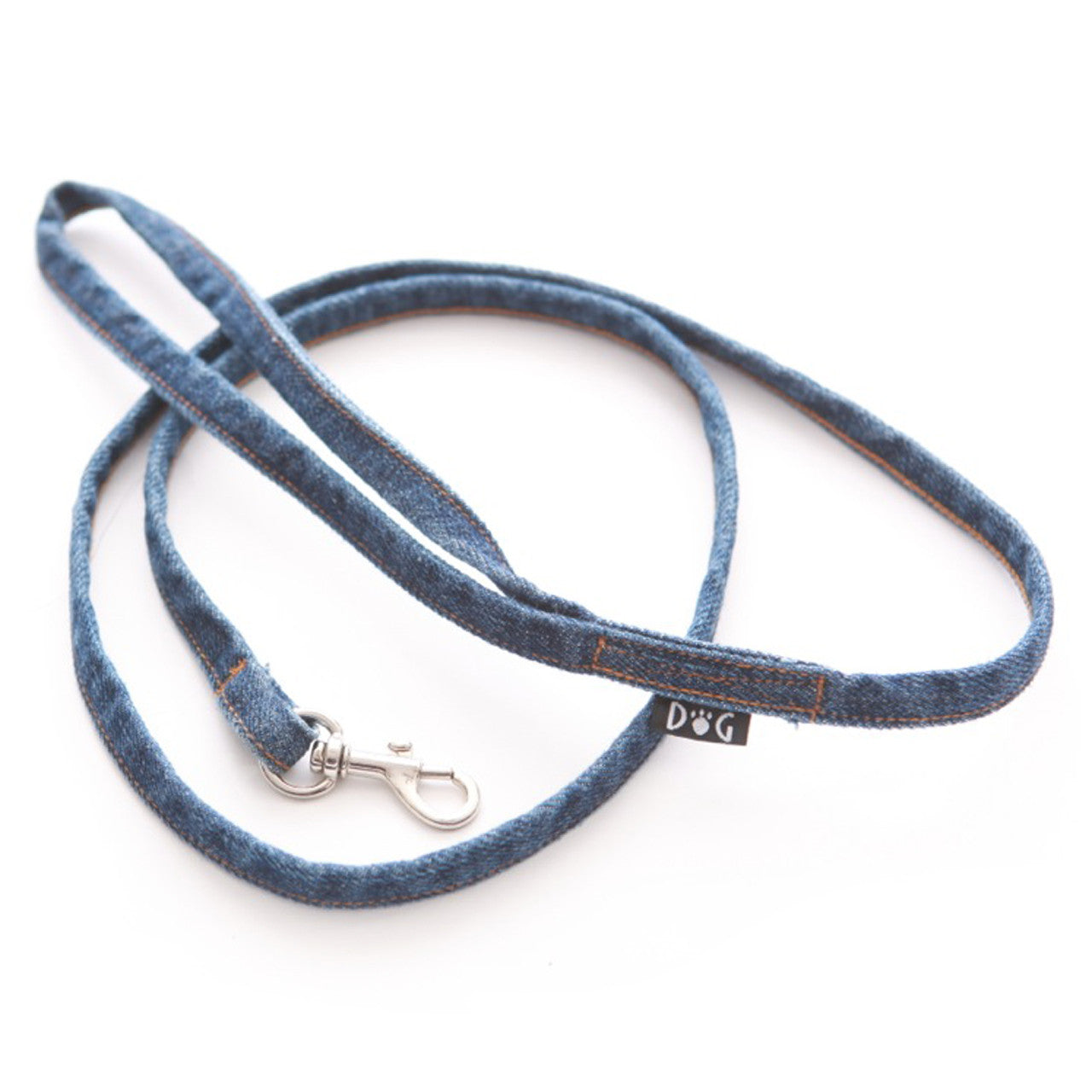 Denim Leash with Gold Top Stitching
