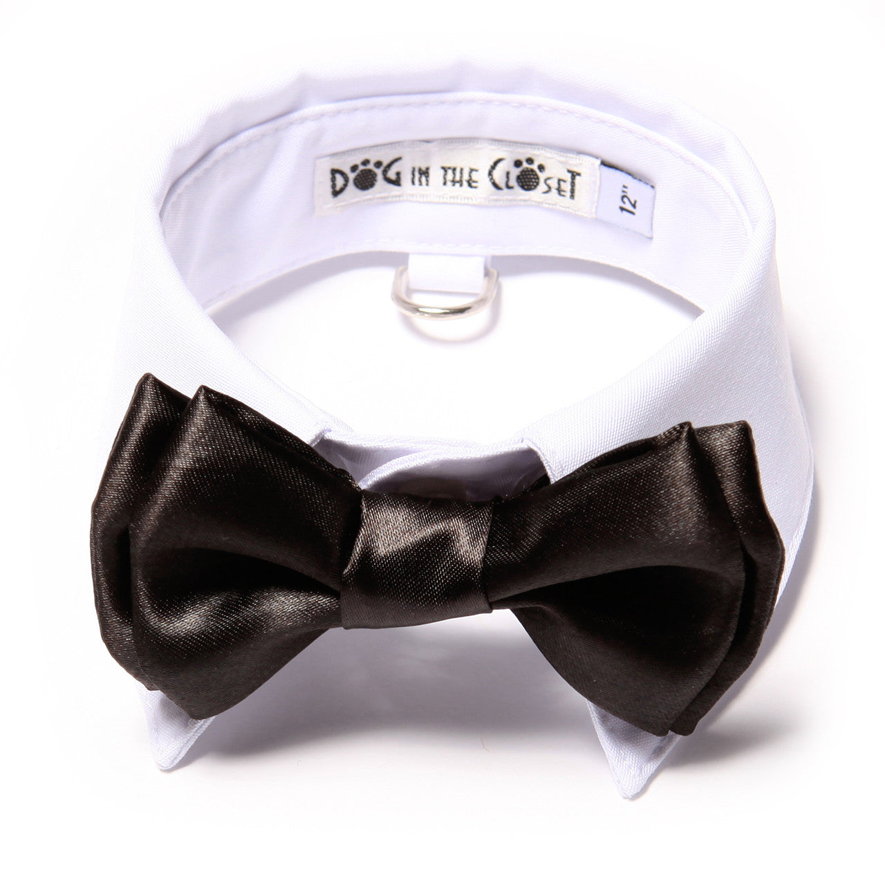 White Shirt Dog Collar with Black Bow Tie