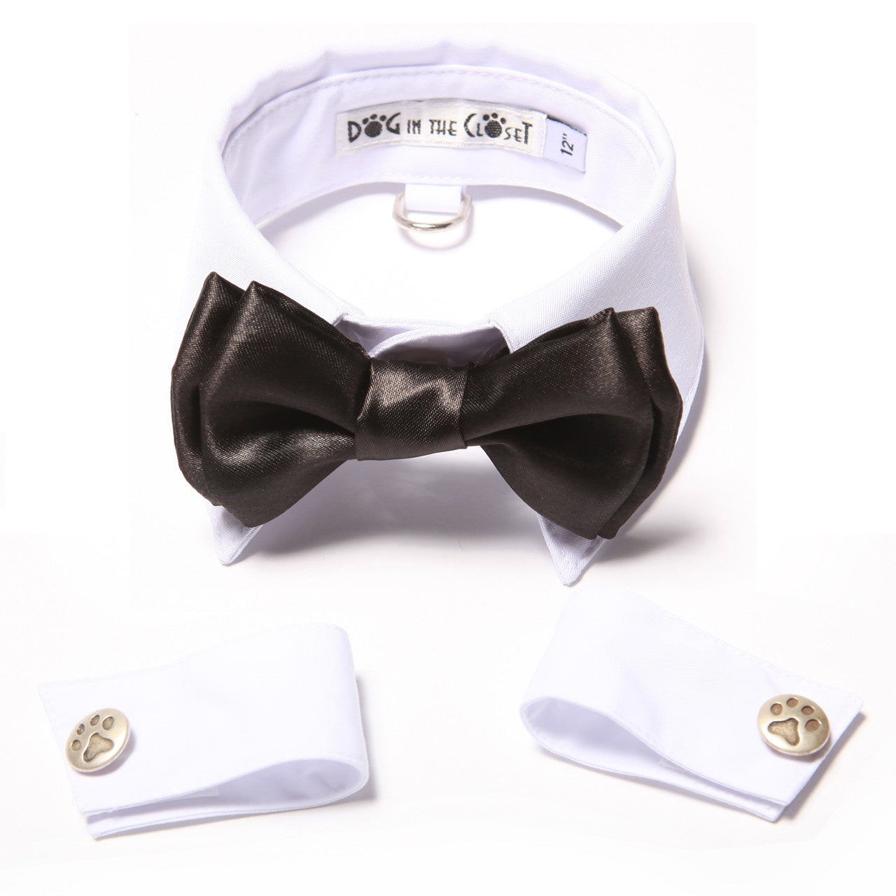 White Shirt Dog Collar with Black Bow Tie