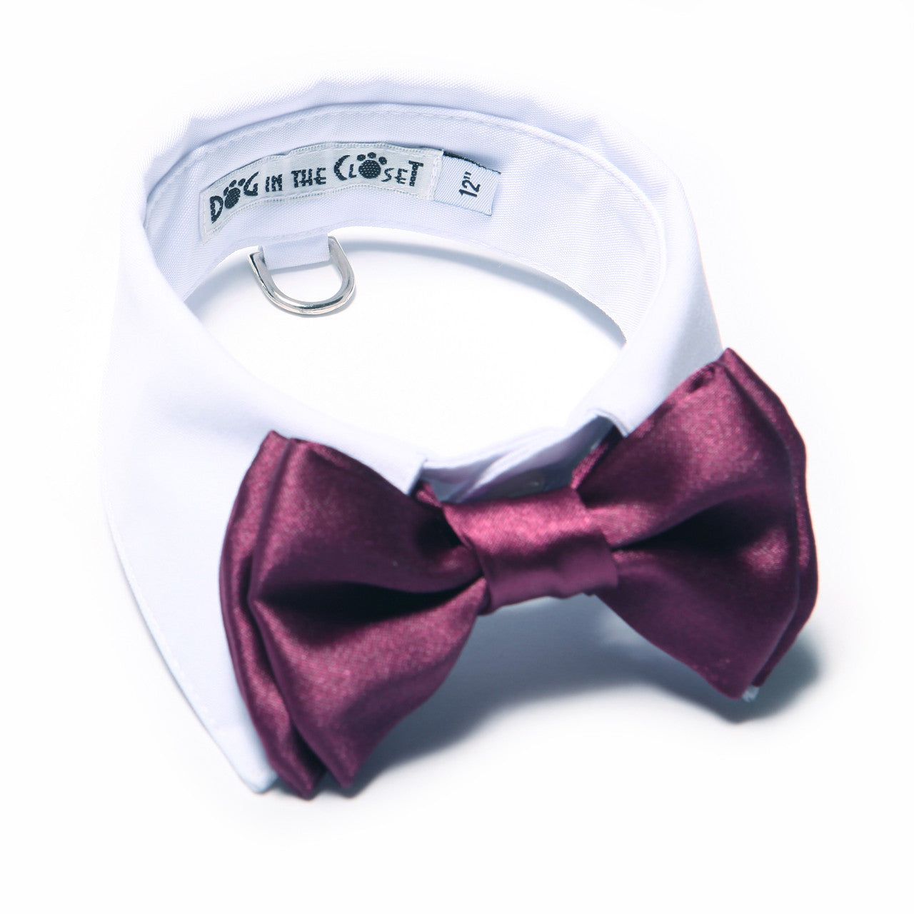 White Shirt Dog Collar with Purple Bow Tie
