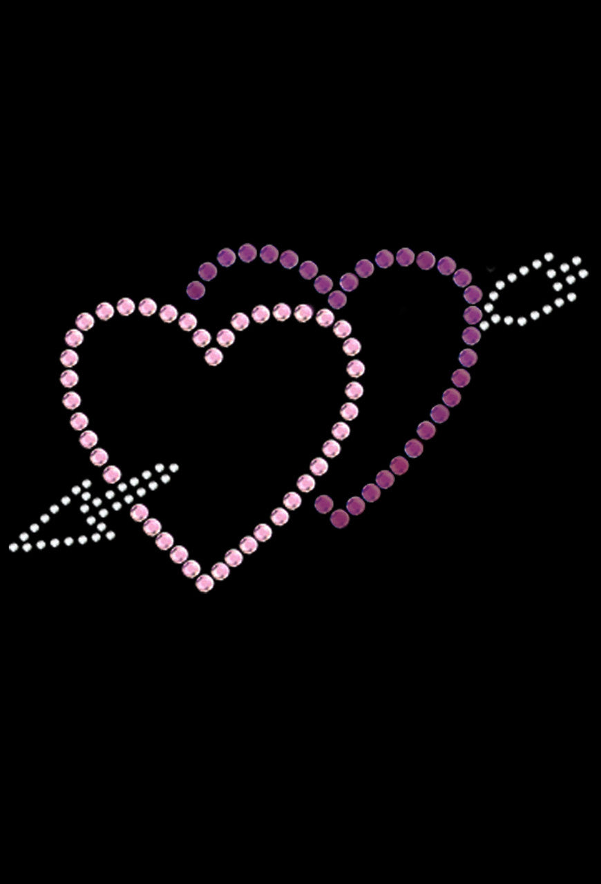 Pink & Purple Hearts with Arrow - Womens T-shirt