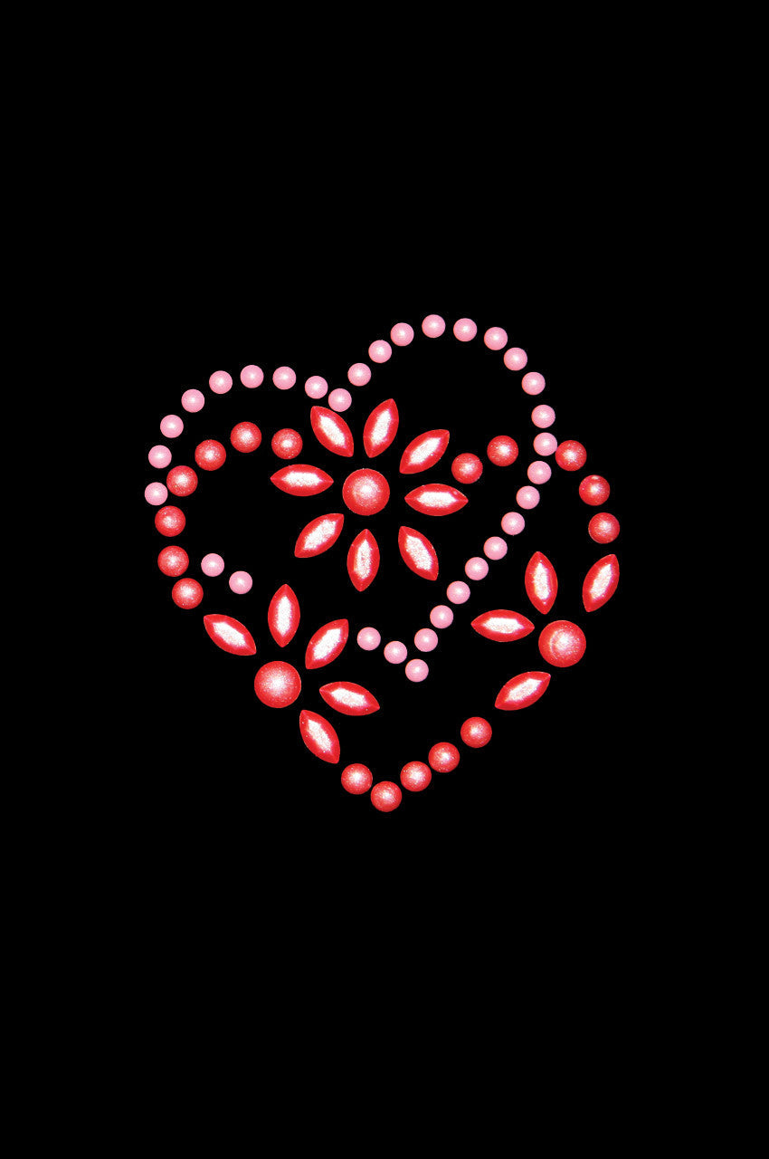 Pink & Red Flower Heart - Womens T-shirt