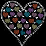Heart with Multicolor Rhinestud Hearts  - Women's T-shirt