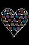 Heart with Multicolor Rhinestud Hearts - Womens T-shirt