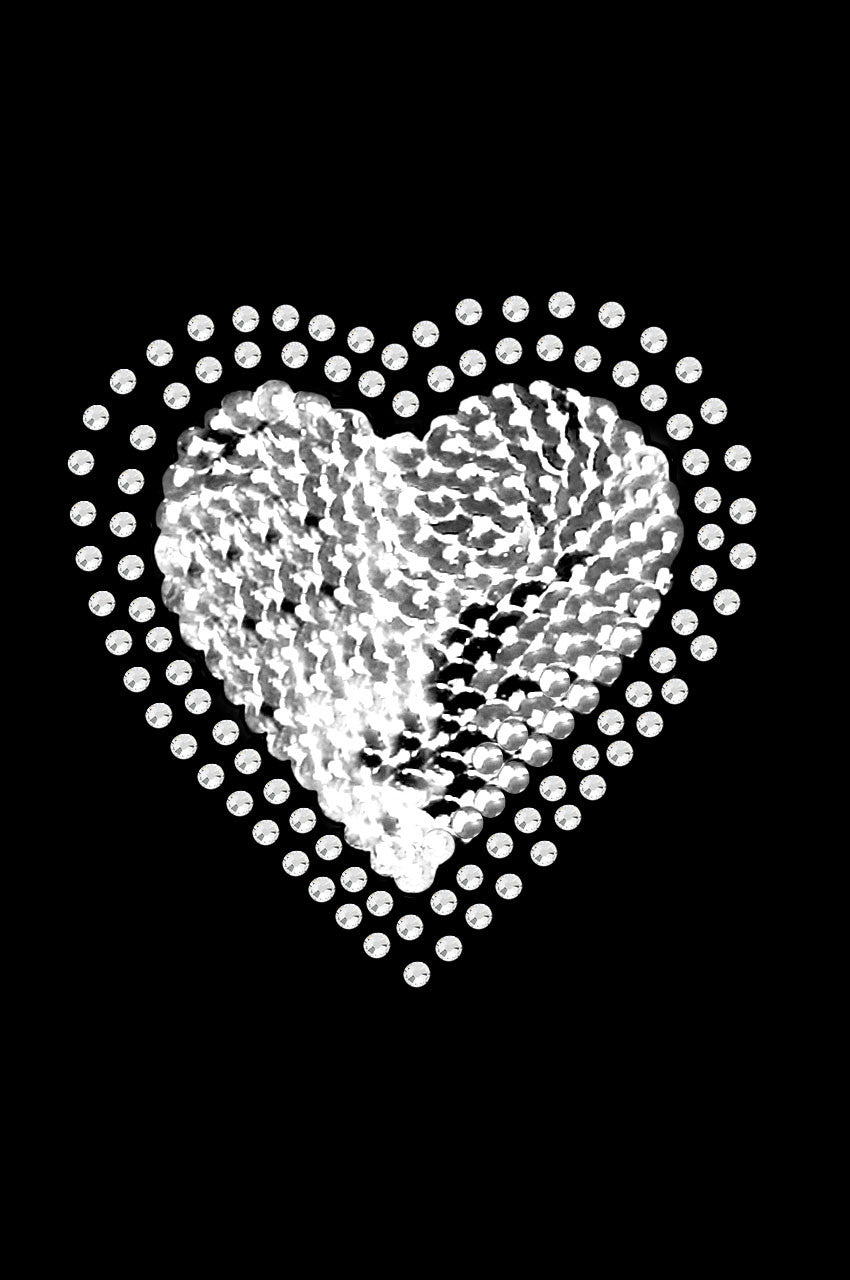 Sequin Silver Heart - Womens T-shirt