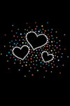 Three Hearts with Multicolored Studs - Womens T-shirt