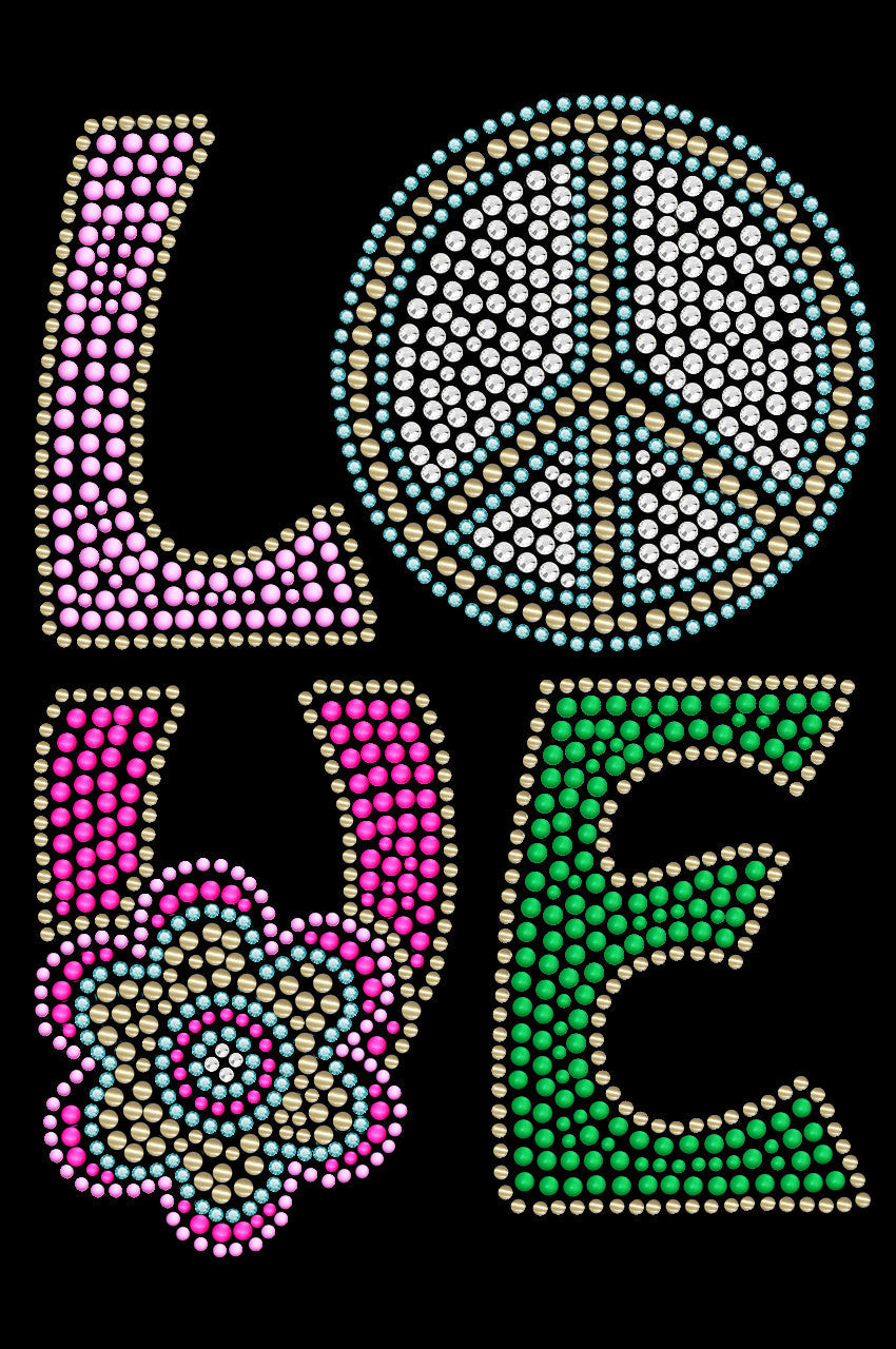 Love with Peace Sign & Flower - Womens T-shirt
