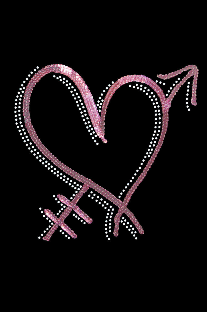 Pink Sequin Heart with Arrow - Women's T-shirt