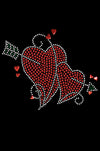 Red Rhinestone Hearts with Arrow - Womens T-shirt