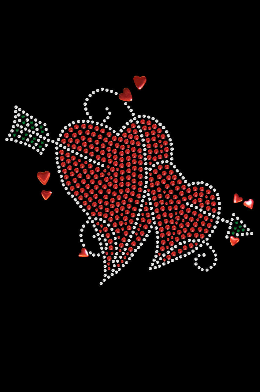 Red Rhinestone Hearts with Arrow - Womens T-shirt