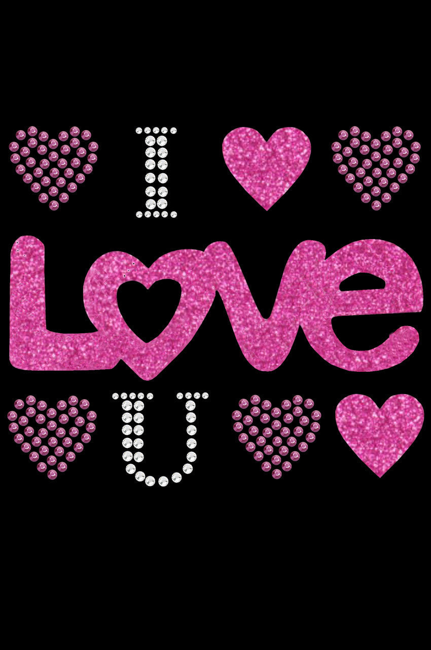 I Love You Pink Glitter - Womens T-shirt