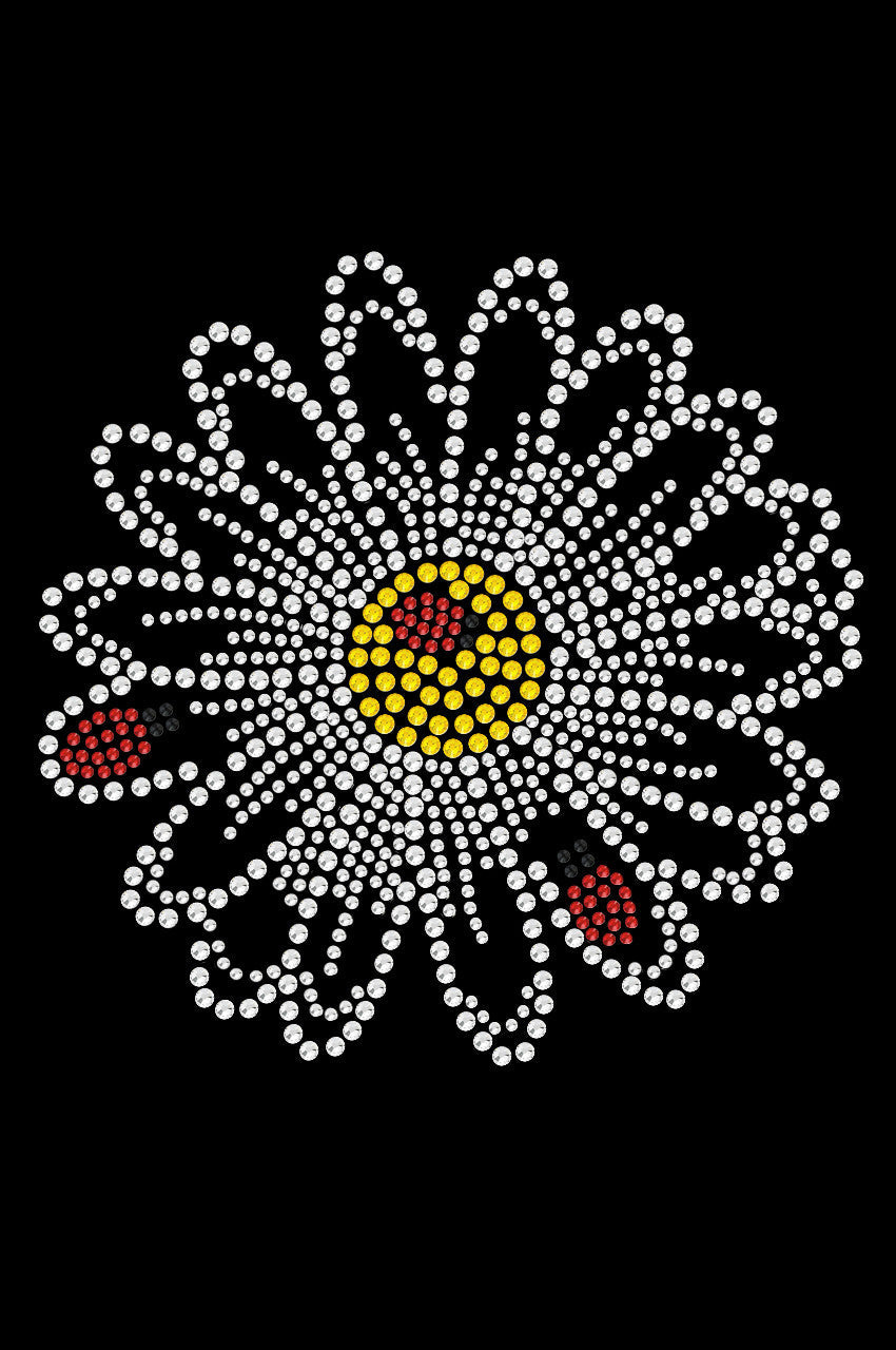 Large Daisy with Lady Bugs - Womens T-shirt
