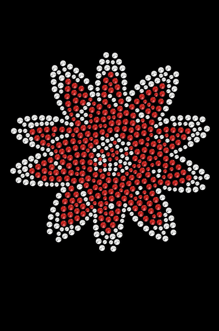 Red Rhinestone Flower - Womens T-shirt