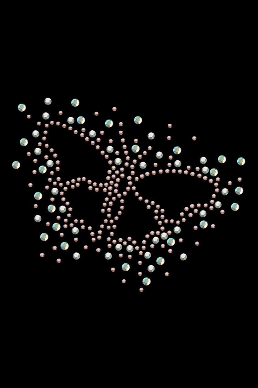 Pink Austrian crystal AB Butterfly - Womens T-shirt