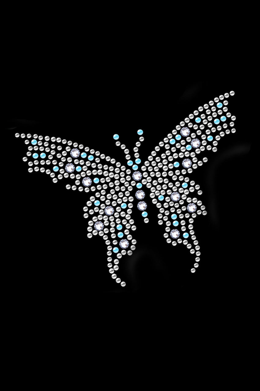 Blue Austrian crystal Butterfly - Womens T-shirt