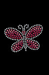 Pink Austrian crystal Rhinestone & Rhinestud Butterfly - Womens T-shirt