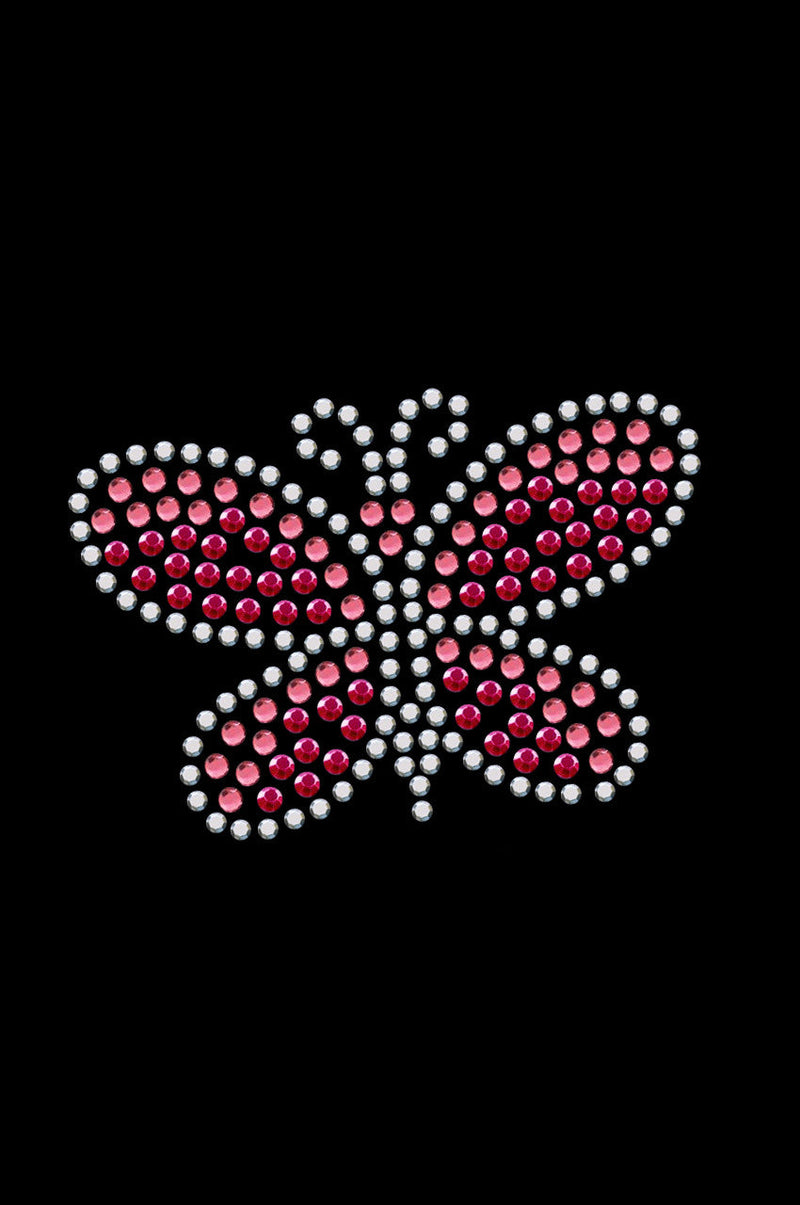 Pink Austrian crystal Rhinestone & Rhinestud Butterfly - Women's T-shirt