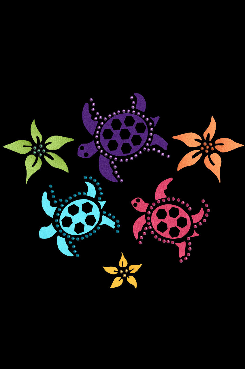Satin Sea Turtles with Flowers - Bandanna