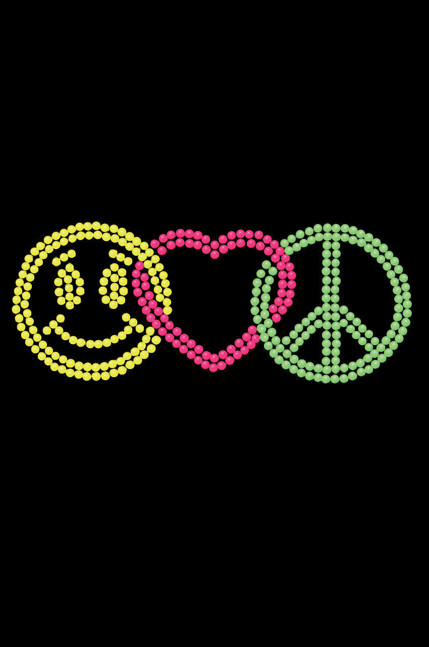Smiley Face, Love, Peace - Womens T-shirt