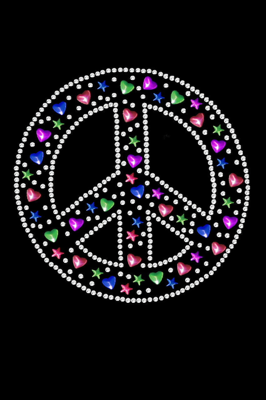 Peace Sign with Stars & Hearts - Womens T-shirt