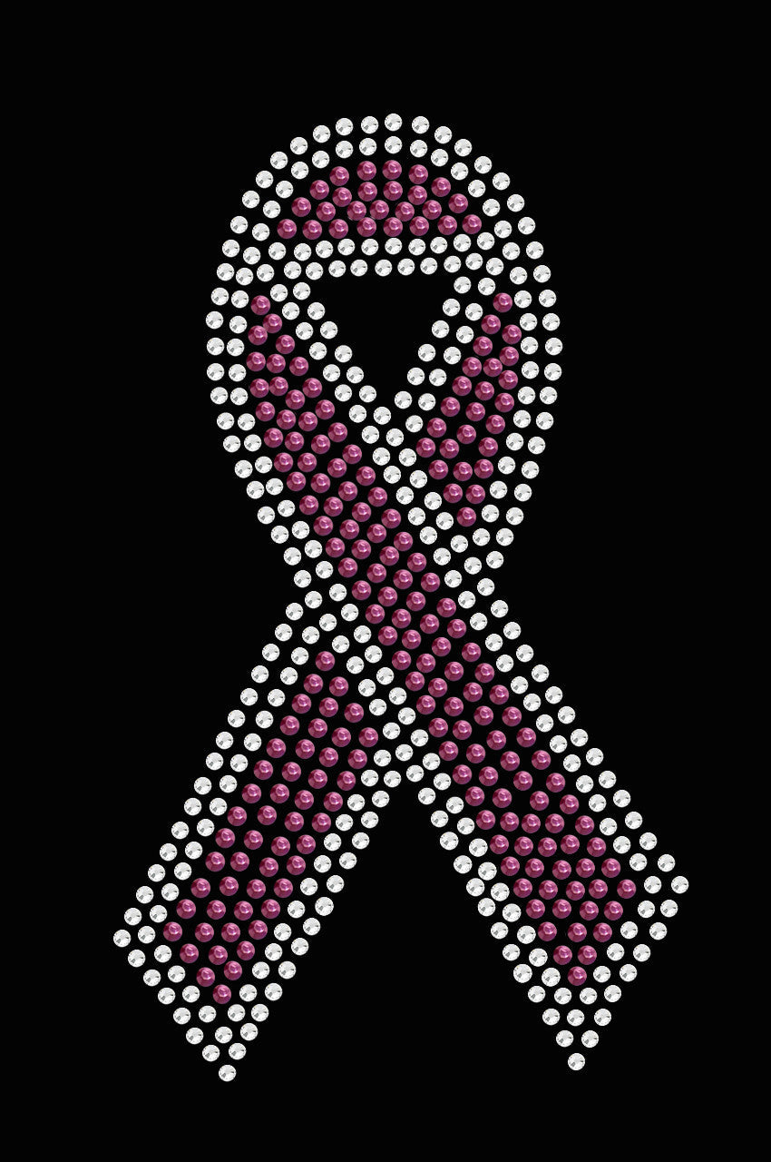 Ribbon (Pink with Clear Rhinestones) - Women's T-shirt