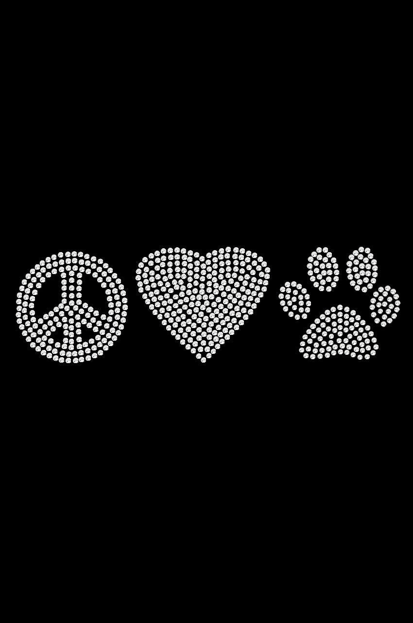 Peace, Love Paw (Rhinestone) - Womens T-shirt