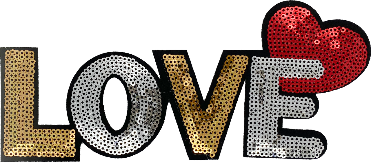 Large Sequin Silver & Gold Love - Patch