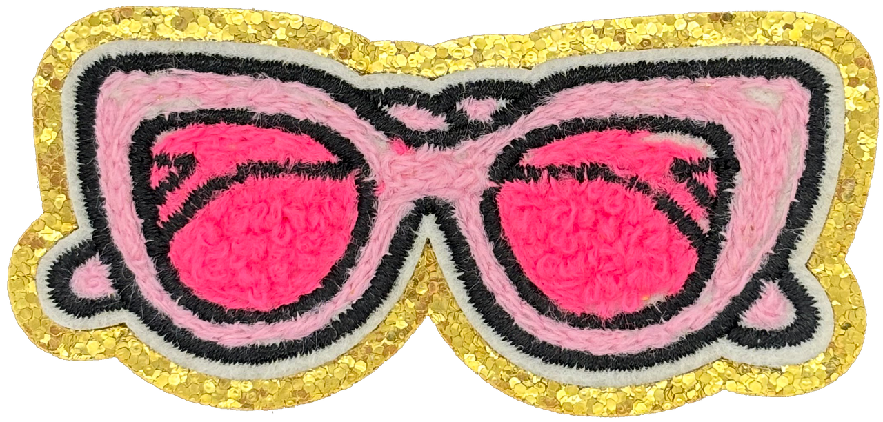 Pink Chenille Glasses - Patch