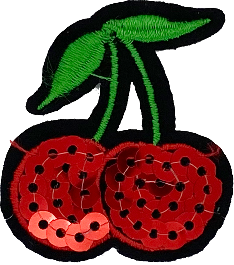Small Sequin Red Cherries - Patch