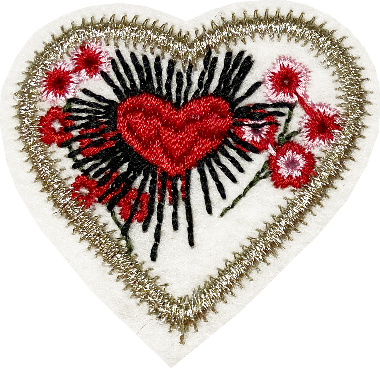 Heart White with Flowers- Patch