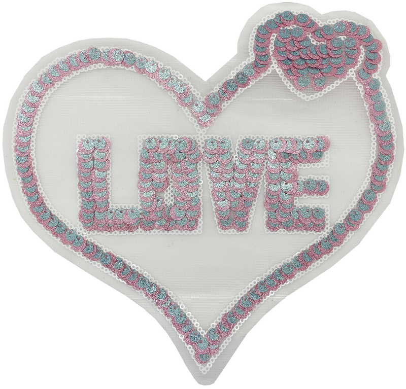 Large Love Sequin Heart - Patch