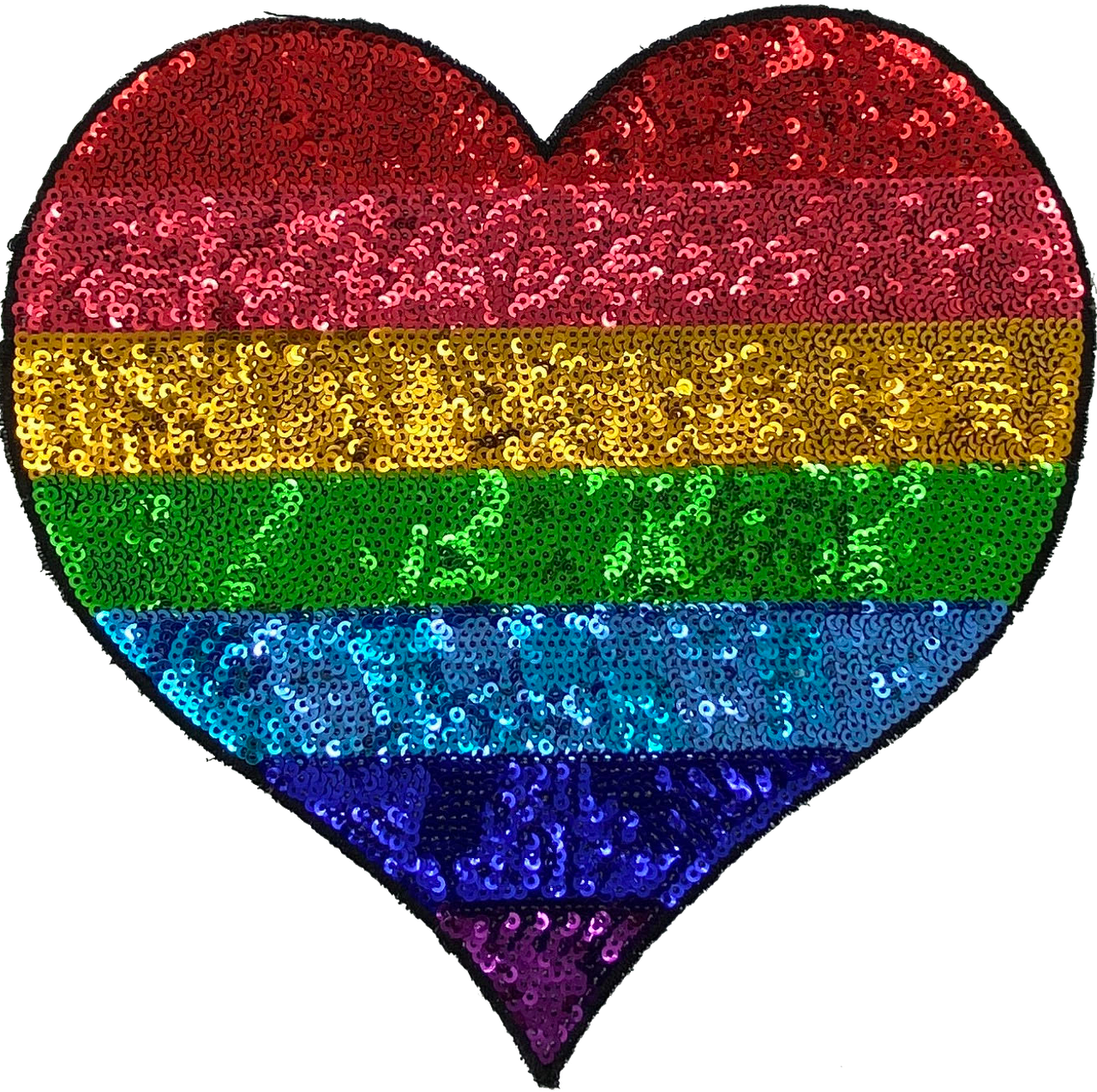 Large Sequin Rainbow Heart - Patch